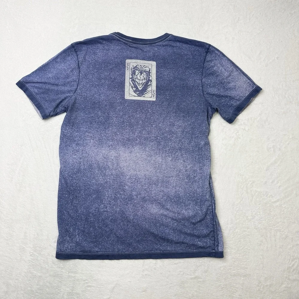 Batman JOKER Shirt Mens Large Blue‎ Comic Graphic AOP DC Comics Villian